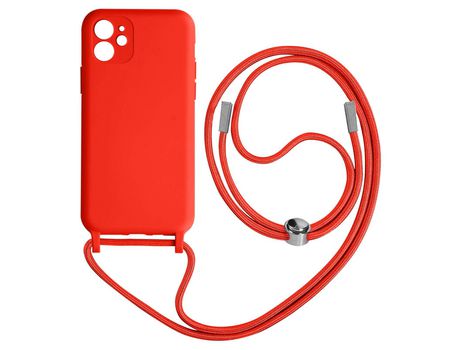 Funda Cordón para iPhone Pro Max Semirrígida Collar Bandolera 80cm rojo