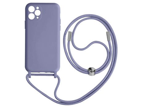 Funda Cordón para iPhone Pro Max Semirrígida Collar Bandolera 80cm lila