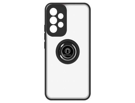 Funda bimaterial para Samsung Galaxy A53 5G con anillo metálico soporte Negro