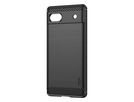 Google Pixel 6a Carcasa blanda efecto carbono y metal pulido MOFI Negro