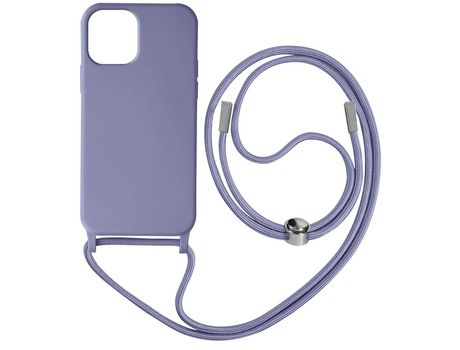 Funda Cordón para iPhone Pro Max Semirrígida Collar Bandolera 80cm lila