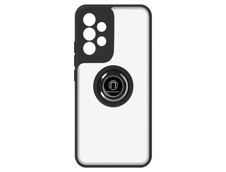 Funda bimaterial para Samsung Galaxy A33 5G con anillo metálico soporte Negro