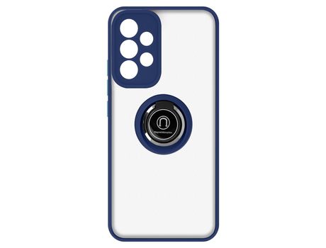 Funda bimaterial para Samsung Galaxy A53 5G con anillo metálico soporte Azul