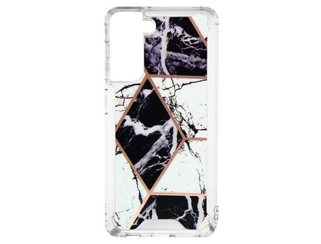 Funda Mármol para Samsung Galaxy S21 FE Híbrida Esquinas Reforzadas Negro
