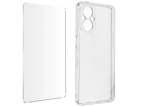 Funda Oppo Reno 8 Lite 5G/G82 suave en silicona Cristal templado 9H transparente
