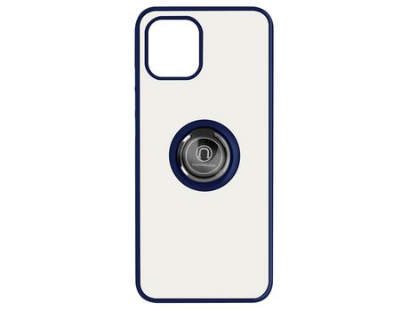 Funda bimaterial para Samsung Galaxy A03 con anillo metálico portavideos Azul