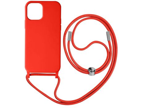 Funda Cordón para iPhone Pro Max Semirrígida Collar Bandolera 80cm rojo