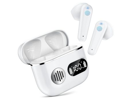 Auriculares Inalámbricos Intrauditivos Pantalla Led Dual Horas Reproducción CHRONUS Blanco