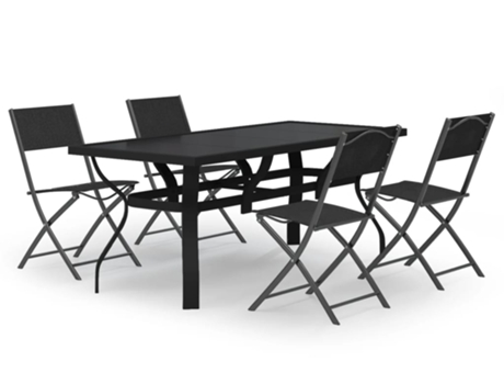 Conjunto 5 de comedor para jardín VIDAXL con cojines gris y negro