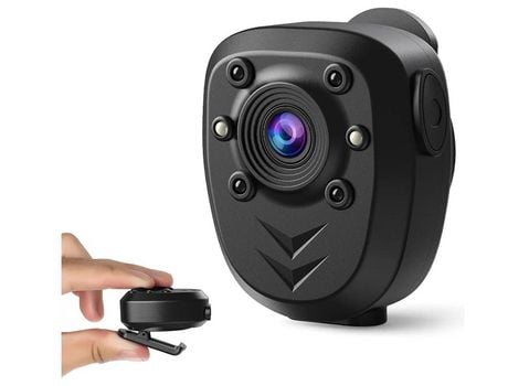 Mini cámara corporal incorporada con tarjeta de memoria de 16 GB con visión nocturna por infrarrojos y grabación en bucle HD de 1080P para segurida...
