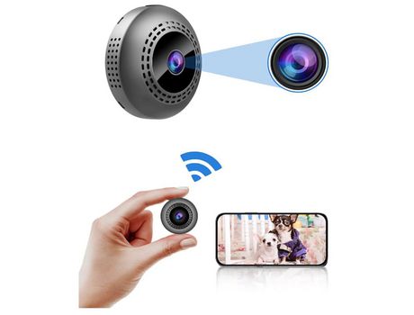 Mini cámara espía Wi-Fi cámara oculta inalámbrica 1080P cámara de seguridad de vigilancia pequeña portátil con aplicación de teléfono negro YIZHOOD...