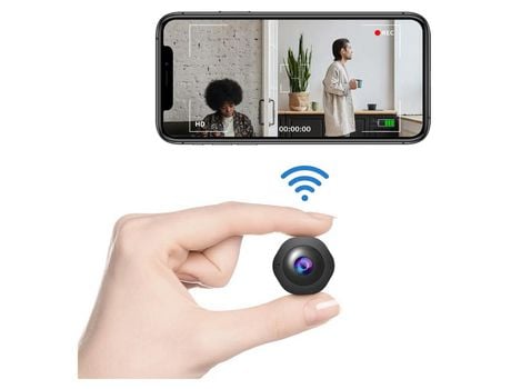 Mini cámara de seguridad espía Wifi Nanny Cam con aplicación 1080P HD detección de movimiento visión nocturna 32Gb tarjeta SD batería negro YIZHOOD...