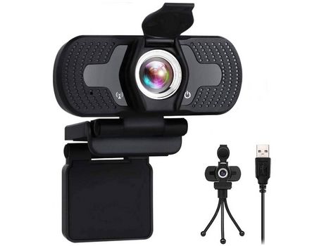 YIZHOOD Cámara web 1080P con trípode para micrófono y cubierta de privacidad Cámara web Plug And Play Cámara web giratoria 360 Cámara web de transm...