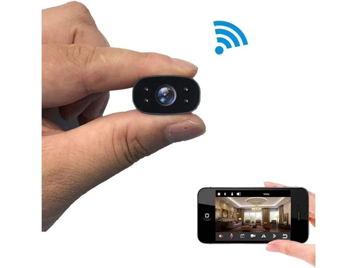 Mini cámara espía 1080P HD cámara de vigilancia remota detección de movimiento grabadora de vídeo gran angular cámara de vigilancia, 32G negro YIZHOOD