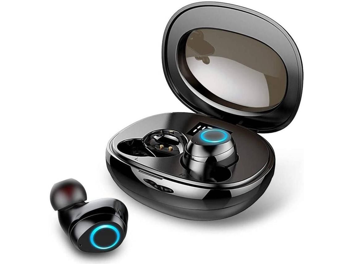 Auricular Bluetooth, Auricular inalámbrico estéreo de alta fidelidad 3D TWS impermeable IPX7, Auricular Bluetooth 5.0 con mini estuche de ca YIZHOOD