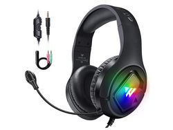 Auriculares para juegos con micrófono, sonido envolvente, auriculares para jugadores profesionales con micrófono y auriculares LED con cancelación de ruido YIZHOOD