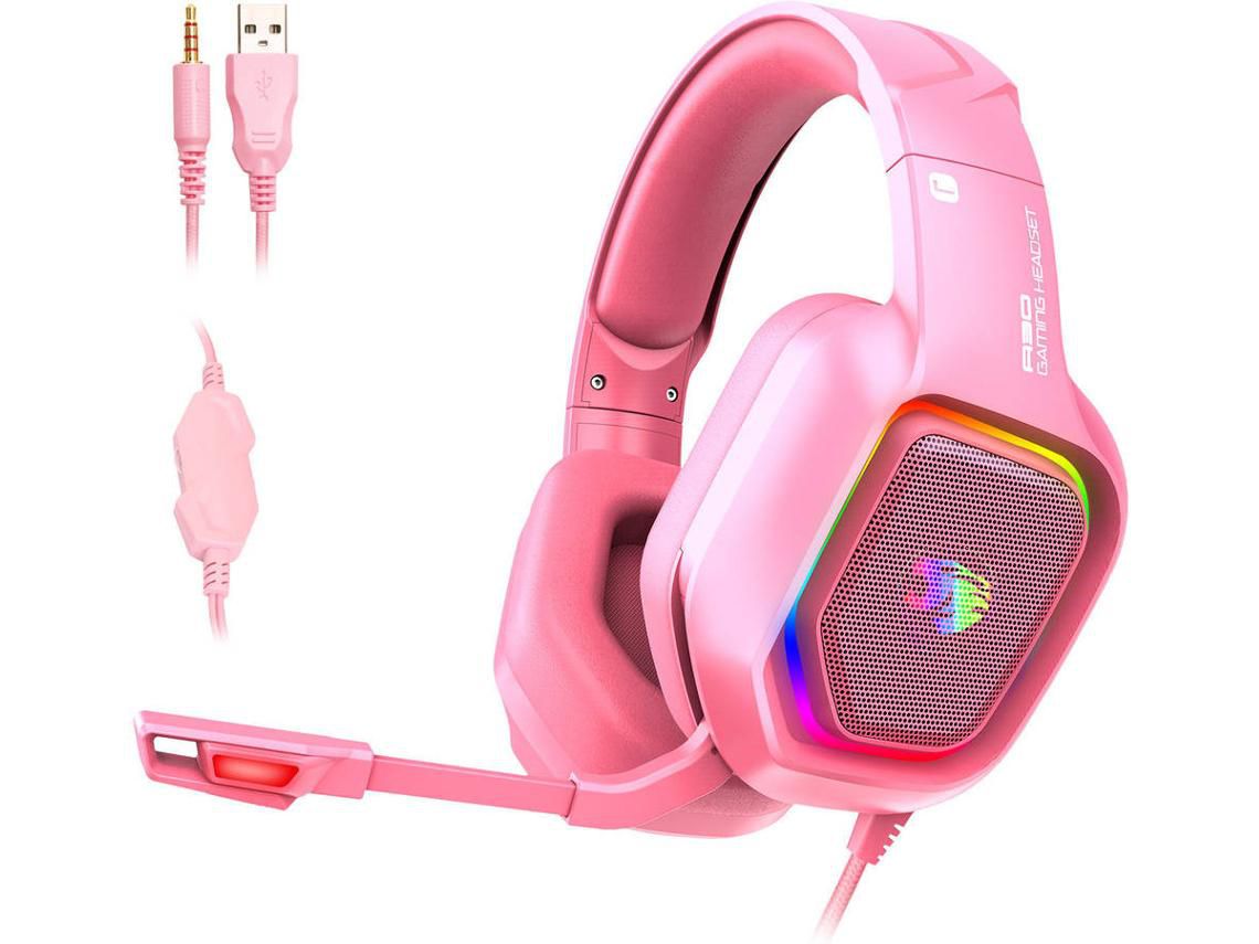 Auriculares para juegos Enkers A30 para Ps4 Ps5 Xbox One Pc auriculares con cable con micrófono con cancelación de ruido luz Rgb F YIZHOOD
