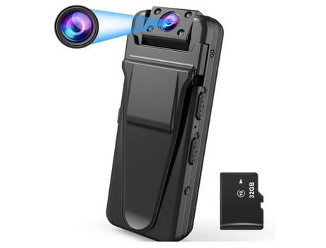 Cámara corporal Mini cámara de audio portátil Cámara oculta de visión nocturna 64G Full HD 1080P Cámara de policía de cuerpo pequeño Negro YIZHOOD...