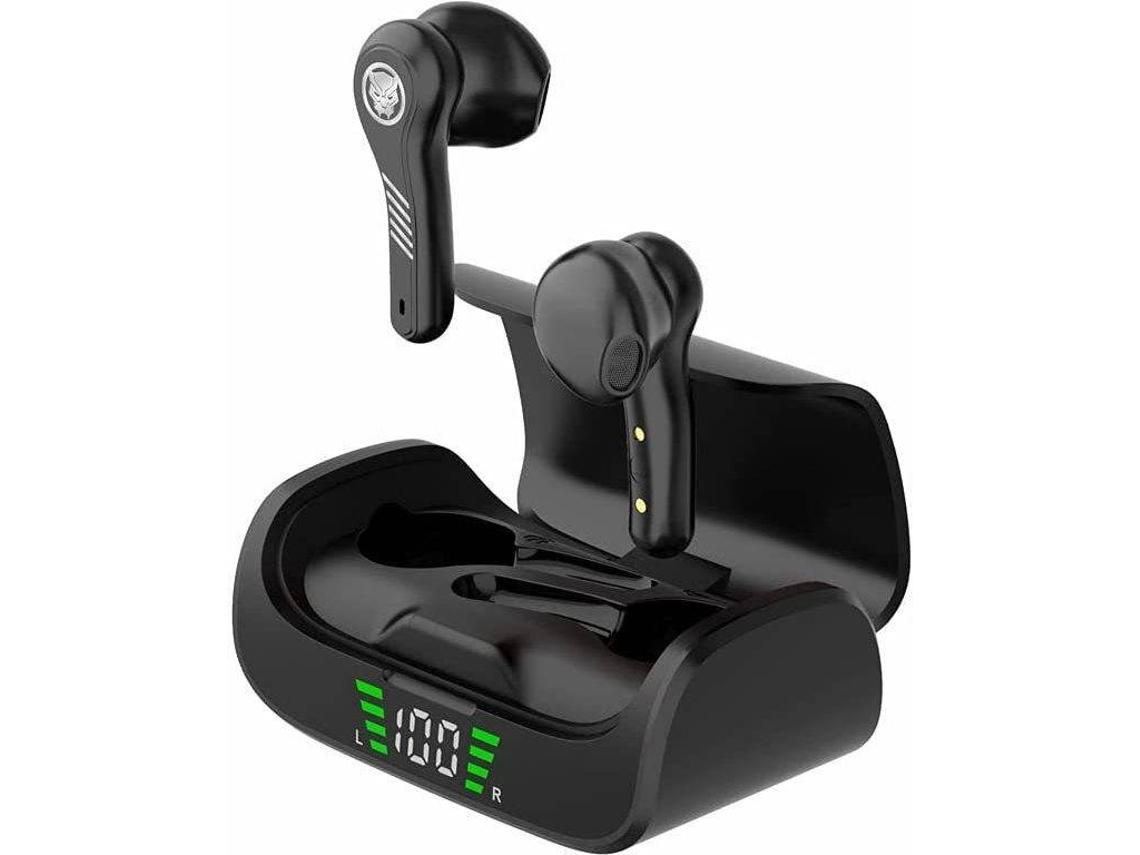 Marvel Semi-in-Ear Auriculares, TWS True Auriculares inalámbricos, Auriculares estéreo Bluetooth 5.0 de 360 ​​ Pantalla LED Digital Heavy B YIZHOOD