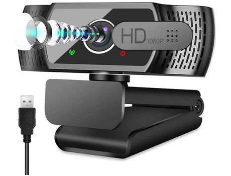 Cámara web HD 1080P con micrófono YIZHOOD Cámara web USB para PC con corrección de luz automática Cámara USB Plug And Playnegro YIZHOOD