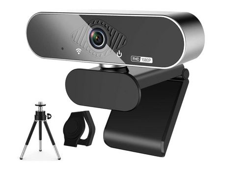 Cámara web 1080P Cámara web HD con trípode de micrófono estéreo de gran angular de 110 para transmisión en vivo Compatible con Skype/Zoom/Youtube N...