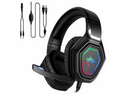 Auriculares estéreo premium para juegos con micrófono Ps4 Pc Xbox One Auriculares estéreo para juegos con LED de graves de 3,5 mm negro YIZHOOD