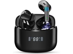 Auriculares estéreo inalámbricos Bluetooth 5 Auriculares Bluetooth y control táctil de pantalla LCD IPX7, micrófonos incorporados con duraci YIZHOOD