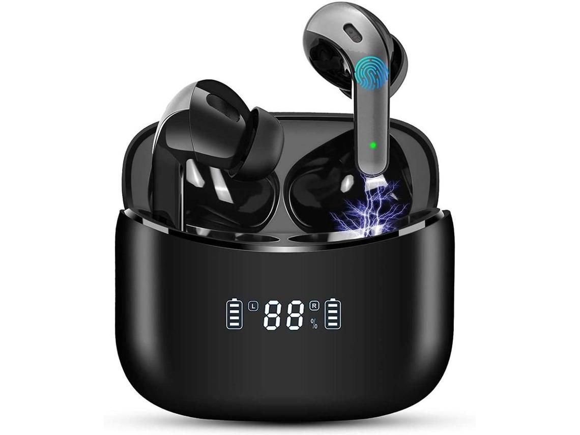 Auriculares estéreo inalámbricos Bluetooth 5 Auriculares Bluetooth y control táctil de pantalla LCD IPX7, micrófonos incorporados con duraci YIZHOOD