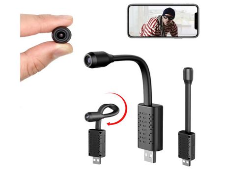 La cámara espía oculta más pequeña Wifi Mini cámara doméstica inalámbrica HD portátil con detección de movimiento Monitoreo remoto en vivo Negro YI...