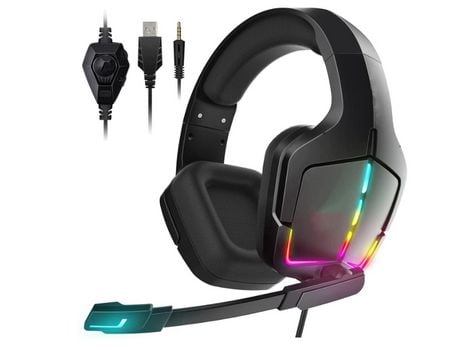 Auriculares para juegos Ps4 Ps5 Pc Xbox One Switch auriculares con micrófono dinámico Rgb efecto Led Gamer auriculares para ordenador YIZHOOD