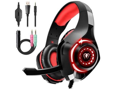 Auriculares Bluetooth para juegos para Ps4 Ps5 Xbox One Pc interruptor de micrófono con cancelación de ruido duradero y ligero rojo YIZHOOD