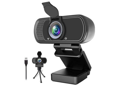 Cámara web 1080P Cámara web de transmisión en vivo con micrófono estéreo Ángulo de visión de 110 grados para videollamadas Grabación de juegos Negr...