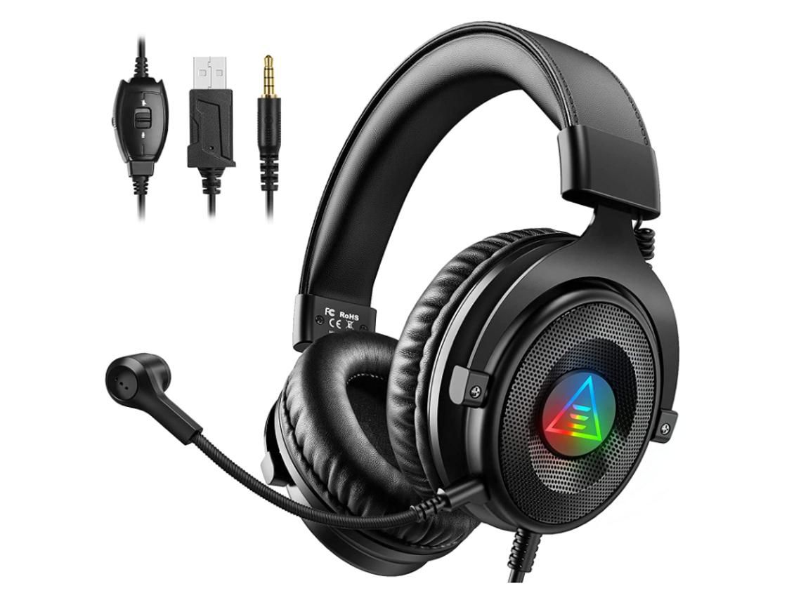 Auriculares para Juegos para Xbox- Auriculares con micrófono Sonido Envolvente de Graves Luz LED Auriculares para PC para Ps4/Ps5/Switch/Laptopblack YIZHOOD