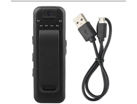 Mini grabadora de vídeo con cámara corporal giratoria 1080P con clip trasero de visión nocturna Rendimiento confiable 16GbNegro YIZHOOD