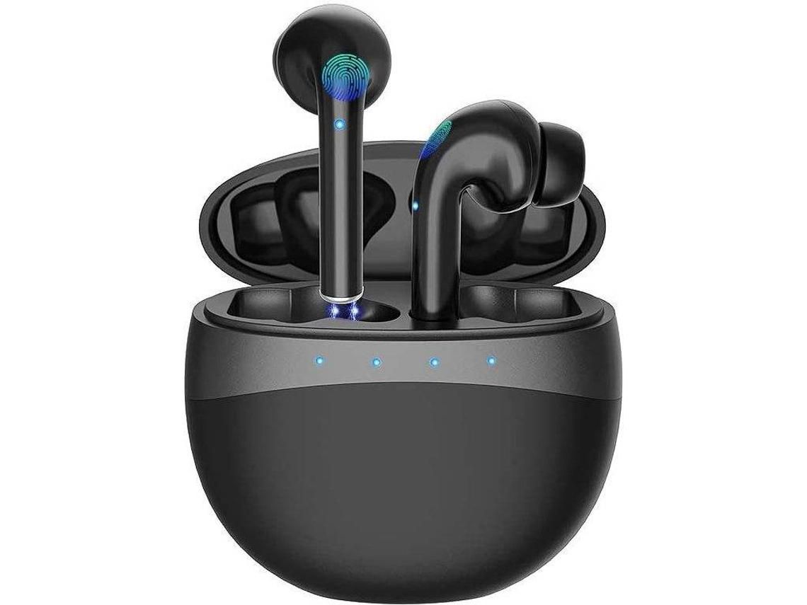 Auriculares Bluetooth 5.0 Auriculares inalámbricos con estuche de carga portátil TWS Control táctil Estéreo de alta fidelidad Emparejamiento YIZHOOD