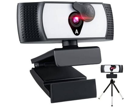 YIZHOOD Webcam 4K Full HD cámara web con micrófono luz micrófono cámara web para mini cámara de vídeo portátil negro YIZHOOD