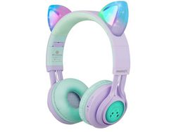 Auriculares para Niños Enkers Qk-01 Auriculares Bluetooth con Oreja De Gato y Micrófono para Iphone/Ipad Púrpura YIZHOOD