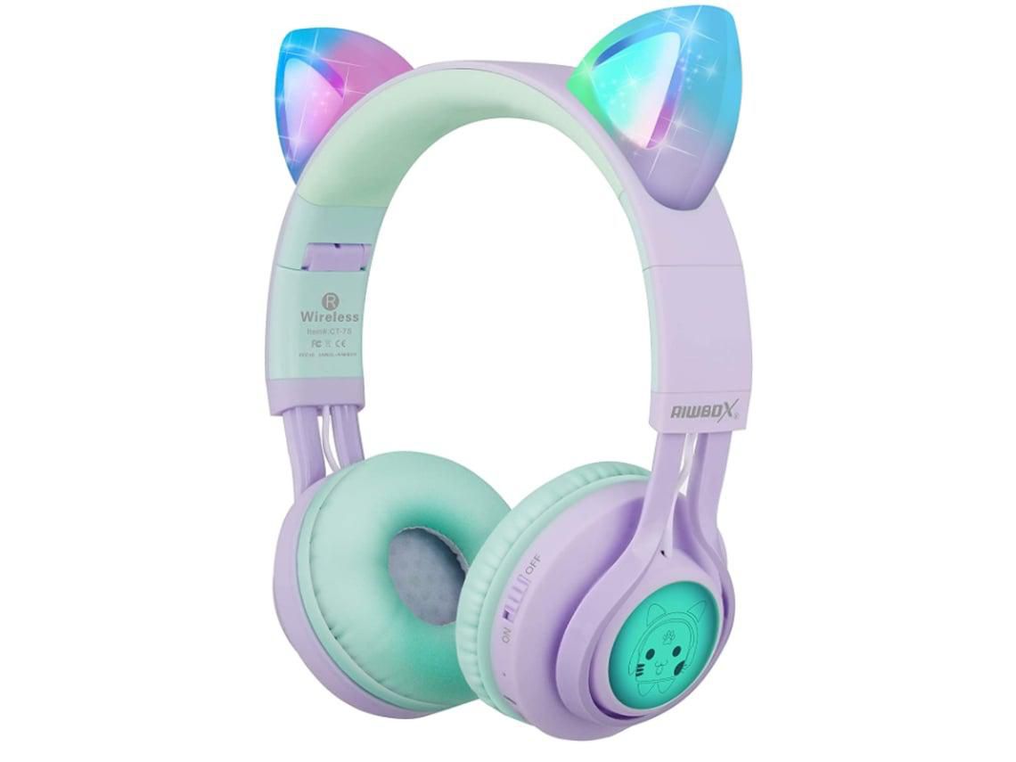 Auriculares para Niños Enkers Qk-01 Auriculares Bluetooth con Oreja De Gato y Micrófono para Iphone/Ipad Púrpura YIZHOOD