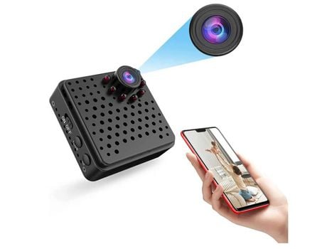 Cámara de vigilancia inalámbrica Wifi HD 1080P con aplicación de monitoreo remoto, visión nocturna infrarroja y detección de movimiento, color negr...