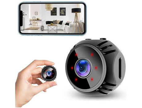 Mini cámara espía 1080P HD WiFi cámara oculta inalámbrica con detección de movimiento, visión nocturna y alertas secretas para seguridad en interio...