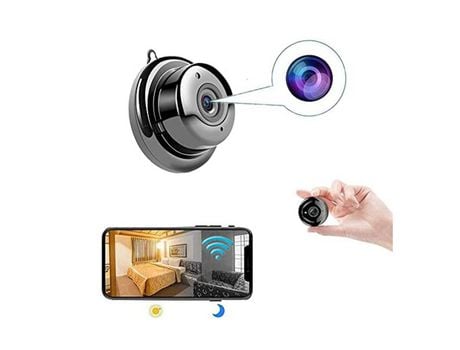 Mini cámara inalámbrica Wifi Audio bidireccional cámara de seguridad para el hogar con visión nocturna detección de movimiento negro YIZHOOD