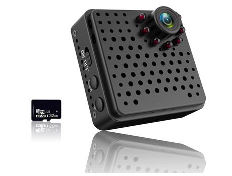 Cámara portátil grabadora de vídeo tarjeta SD 32G cámara portátil de cuerpo pequeño visión nocturna para el hogar y la oficina negro YIZHOOD