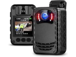 Mini Cámara Full HD 1296P Cámara De Cuerpo De Policía De Visión Nocturna Portátil-64GbNegro YIZHOOD
