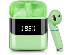Auriculares deportivos inalámbricos Bluetooth, control táctil de micrófono resistente al agua y carga rápida.(Verde) YIZHOOD