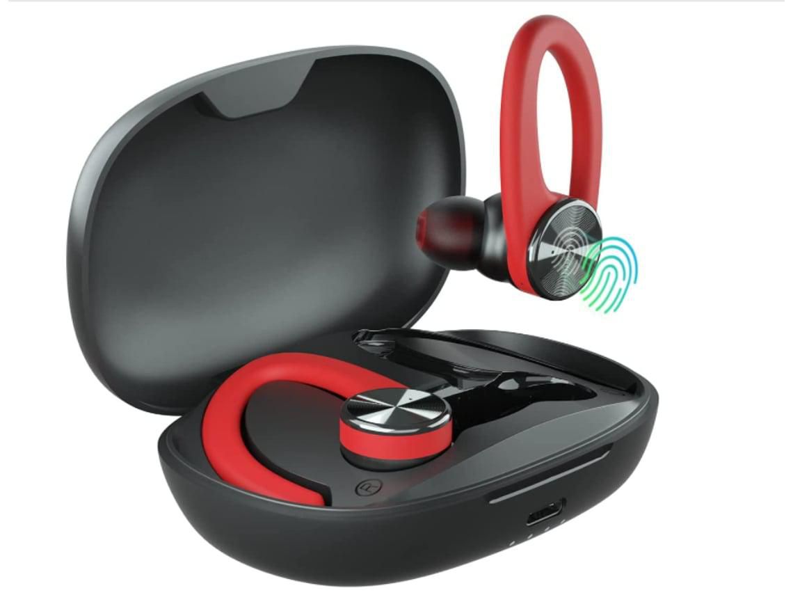 Auriculares Bluetooth impermeables con micrófono para trabajo deportivo rojo YIZHOOD