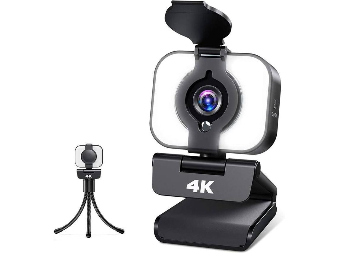Cámara Web 4K con Micrófono y Trípode YIZHOOD Cámara USB con Cubierta de Privacidad Anillo Luminoso AjustableNegro YIZHOOD