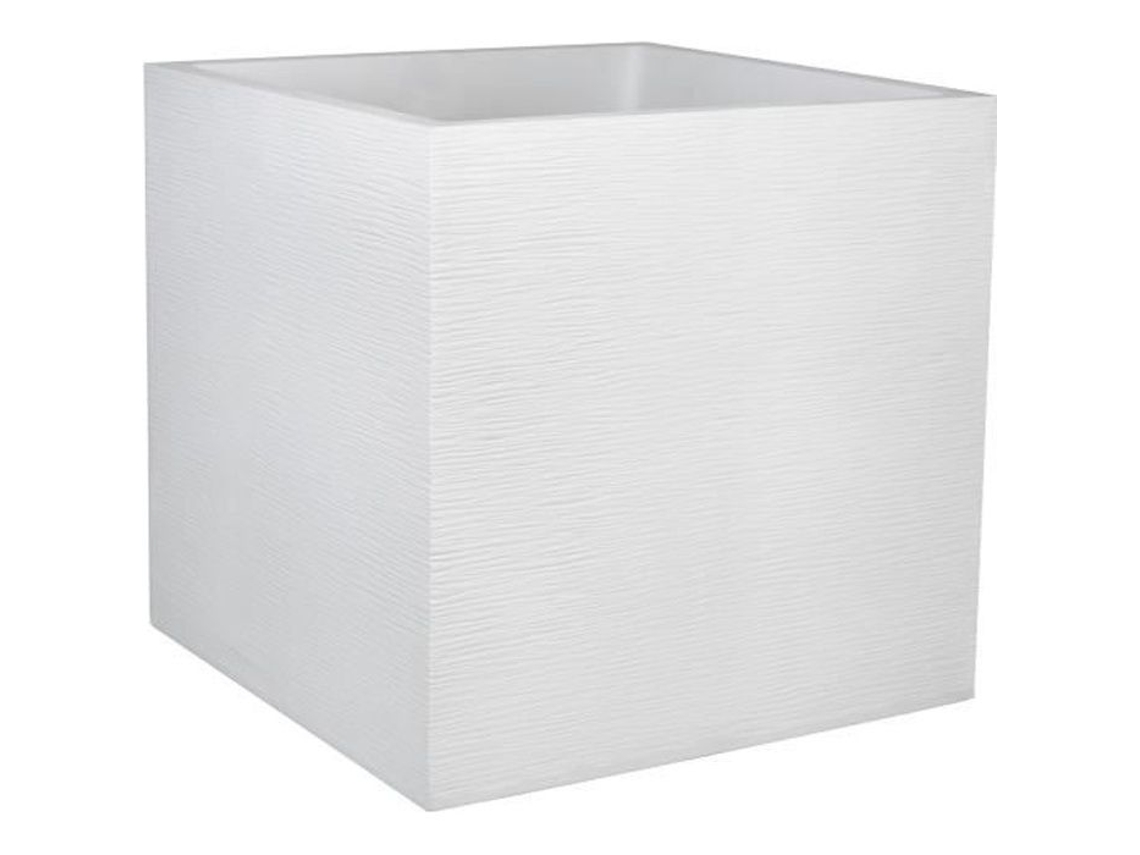 Bandeja plástica para flores EDA Graphit Square - 57 L - 49,5 x 49,5 x 49,5 cm - Ceruse branco
