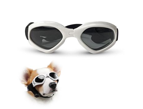 ELKUAIE Gafas para perros, gafas de sol para perros, gafas de sol UV, cinturón ajustable, protección impermeable para perros