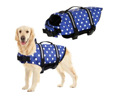 ELKUAIE Chaleco salvavidas para perros, chaleco salvavidas ajustable para perros, salvavidas para mascotas con salvavidas para perros de alta flota...