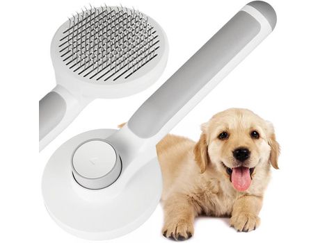 ELKUAIE Cepillo para perros y gatos, cepillo autolimpiante para perros y gatos, peine para perros y gatos, cepillo para perros y gatos de pelo larg...
